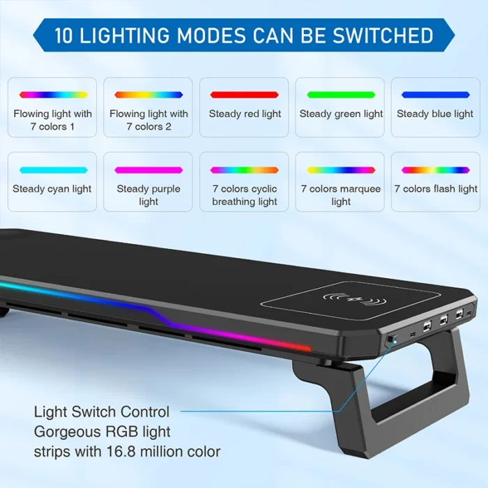 ITLY D2 Computer Monitor Riser Stand - Multi-functional Foldable Desktop Organizer with Storage Base - Image 5