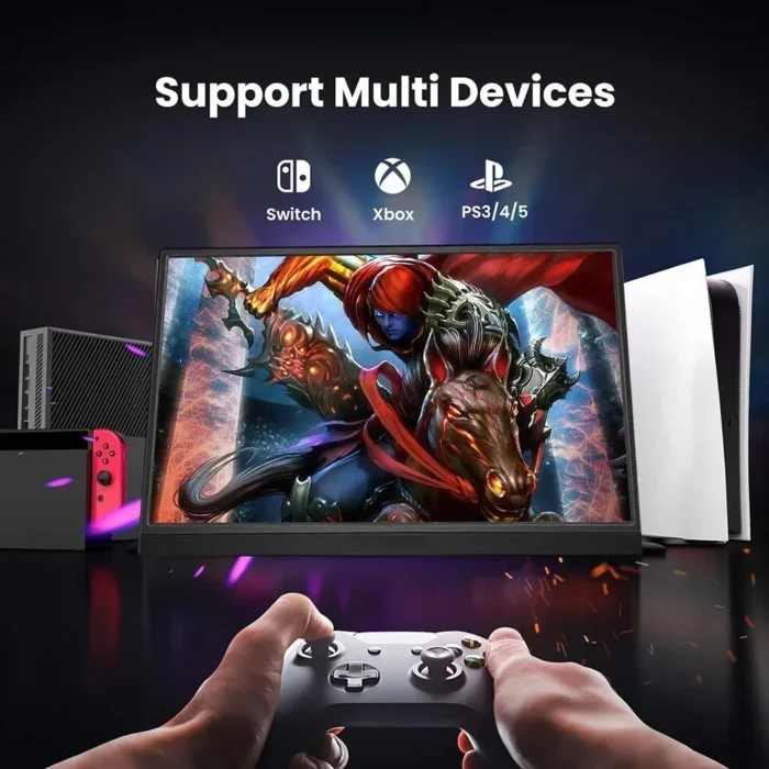 Portable Monitor With Stand 14“/15.6” 1080P HDR 16:9 Low Blue Light For XBox PS4 / 5 Switch Cell Phone PC Loptop Extension - Image 4