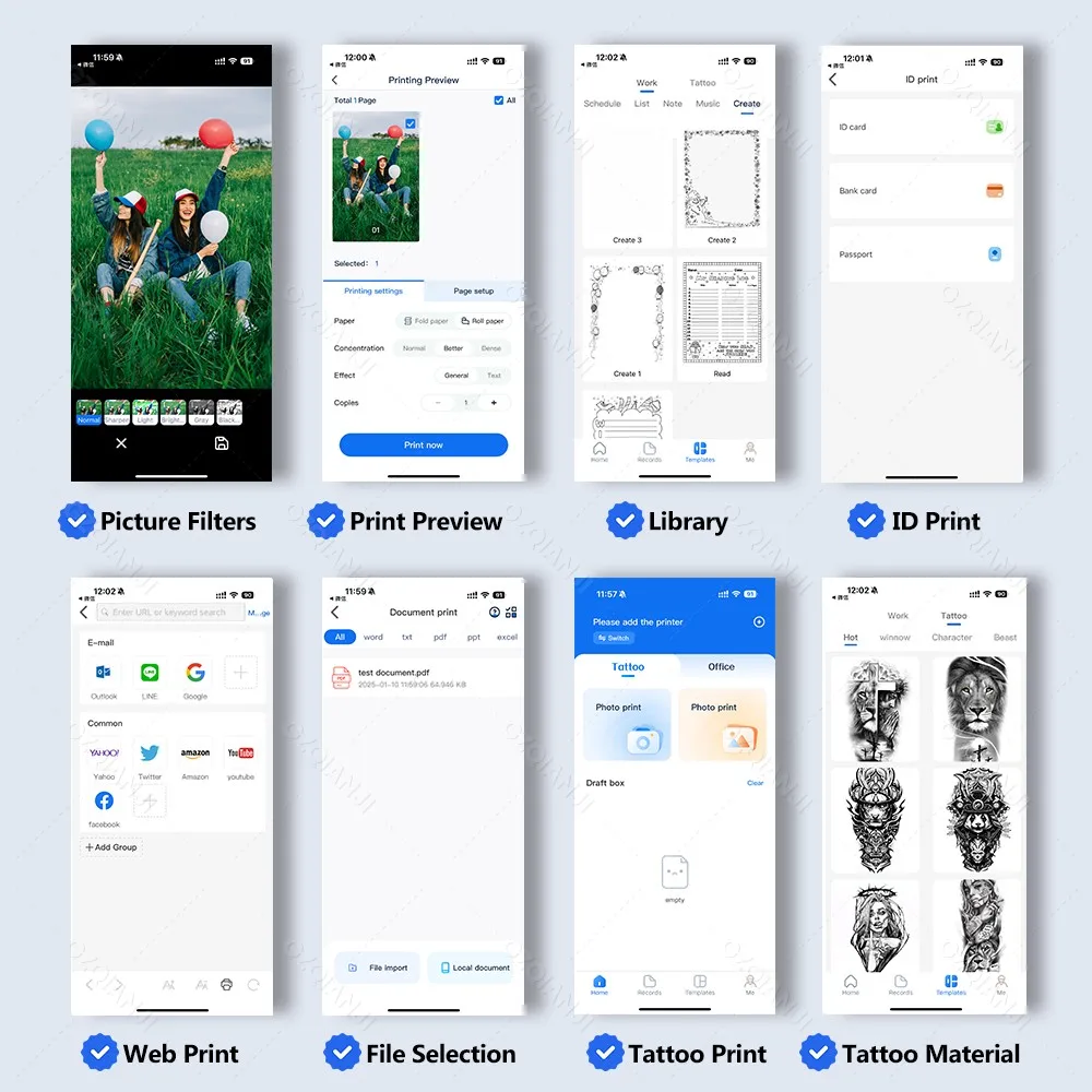 Portable A4 Thermal Printer Bluetooth Photos PDF Document Printing Machine Folded Rolls Paper For Office Work Home School Travel - Image 4