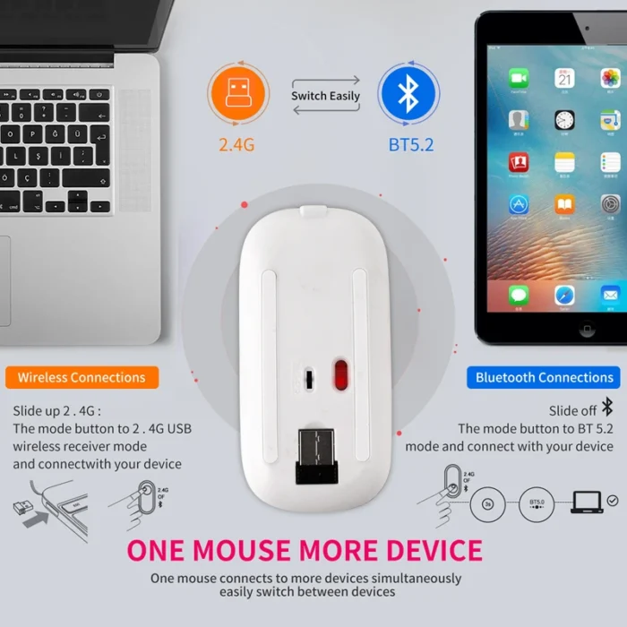Xiaomi Rechargeable Mouse Silent Pink Diamond Inlaid Wireless Bluetooth Dual-mode Mouse Sparkling Crystal Mice Girl's Gifts New - Image 5