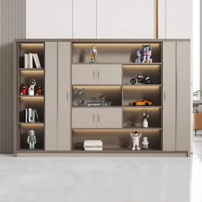 File cabinet boss office background cabinet light luxury wood file data cabinet storage bookcase locker against the wall - Image 2
