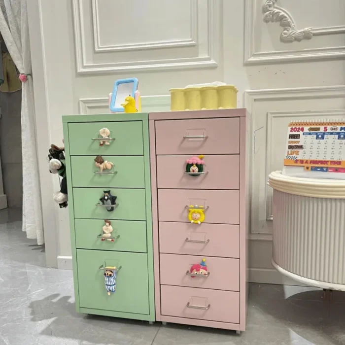 Steel cream wind multi-layer drawer cabinet girl cute chest master bedroom new locker mobile wrought iron drawer cabinet