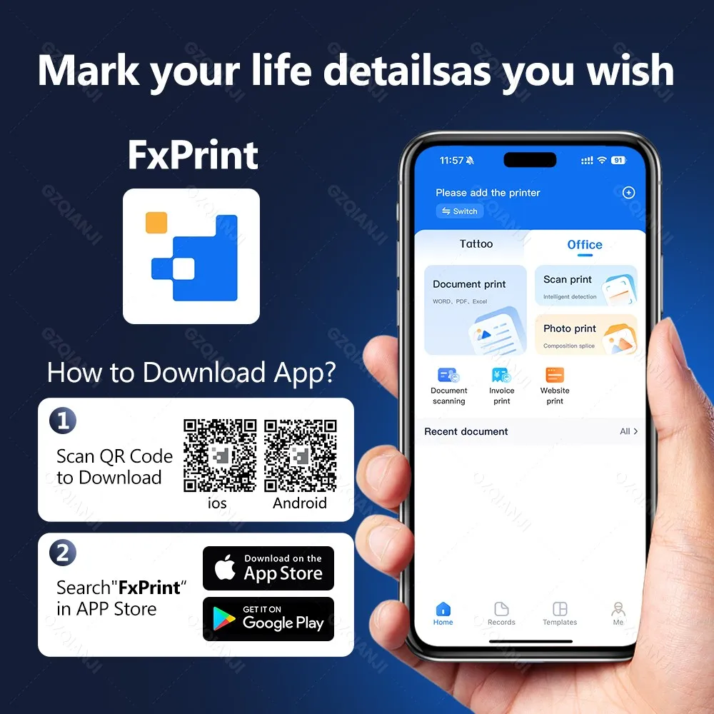 Portable A4 Thermal Printer Bluetooth Photos PDF Document Printing Machine Folded Rolls Paper For Office Work Home School Travel - Image 3