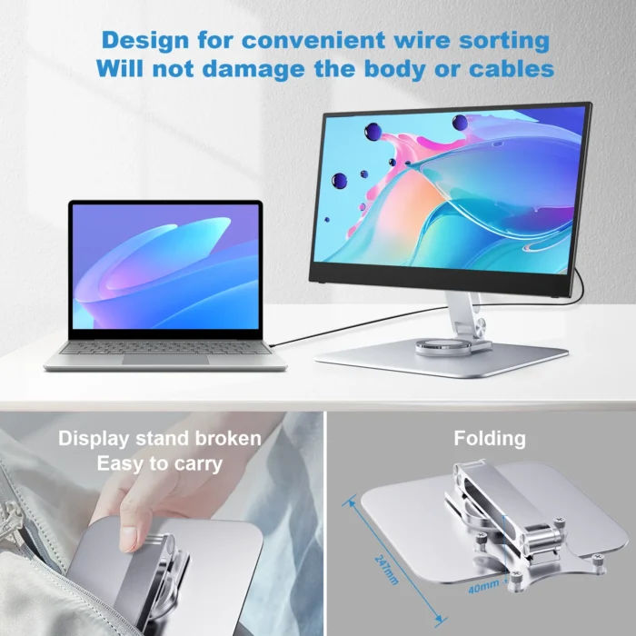 Portable monitor stand aluminum alloy desktop 360 ° rotation, VESA 75x75 suitable for M4 screws 5KG load capacity ultra stable - Image 6