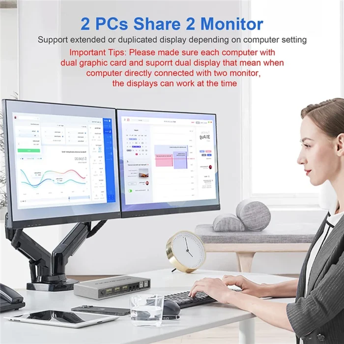 HDMI DisplayPort KVM Switch Dual Monitor 4K 60Hz 2x2 Mixed inputs DP HDMI KVM Switcher 2 Monitors 2 Computers for PC laptop Mac - Image 6