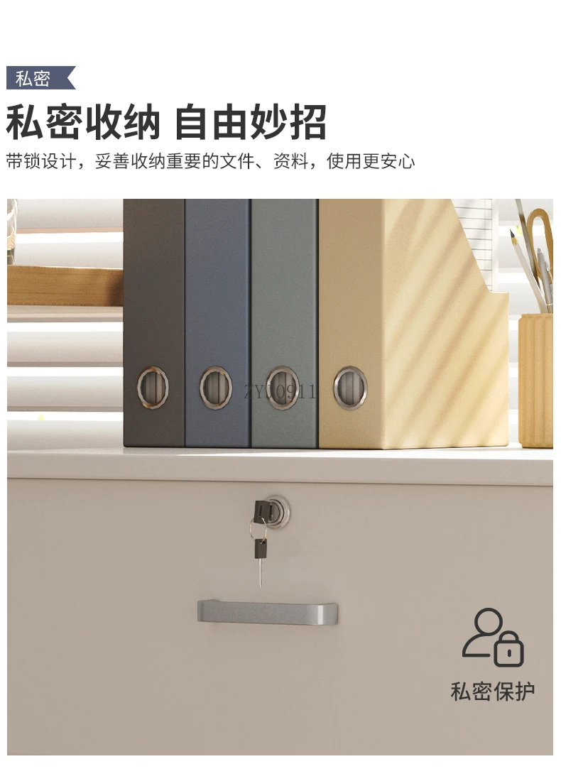 Under-desk file cabinet with lock Office locker drawer Desk side cabinet - Image 5