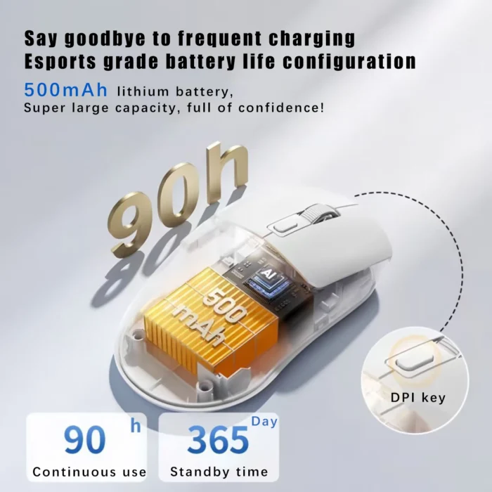 M348 Superlight Mouse Bluetooth 2.4G Wireless Gaming Mouse R1 Flagship Chip Sensor 6400 DPI For Computer Laptop Office Game - Image 3
