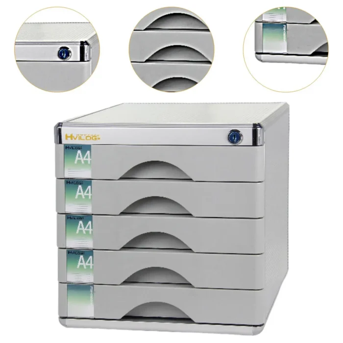 File Cabinet Multi Layer Office Aluminum Alloy with Lock Easy to Use Filing Organizer Premium Desktop Drawer Filing Cabinet - Image 5