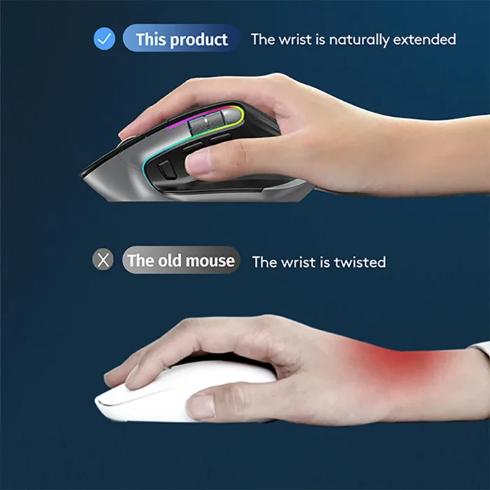 Multi-Device Wireless Mouse Bluetooth 5.0 & 3.0 Mouse 2.4G Wireless Portable Optical Mouse Ergonomic Right Hand Computer Mice - Image 3