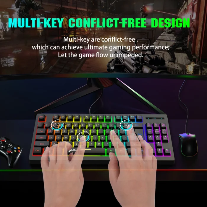 Rechargeable Wireless 87 Keys Keyboard Mouse Combos Kit 2.4G USB RGB Backlight Keyboard and Gaming Mice Set for Home Office - Image 6