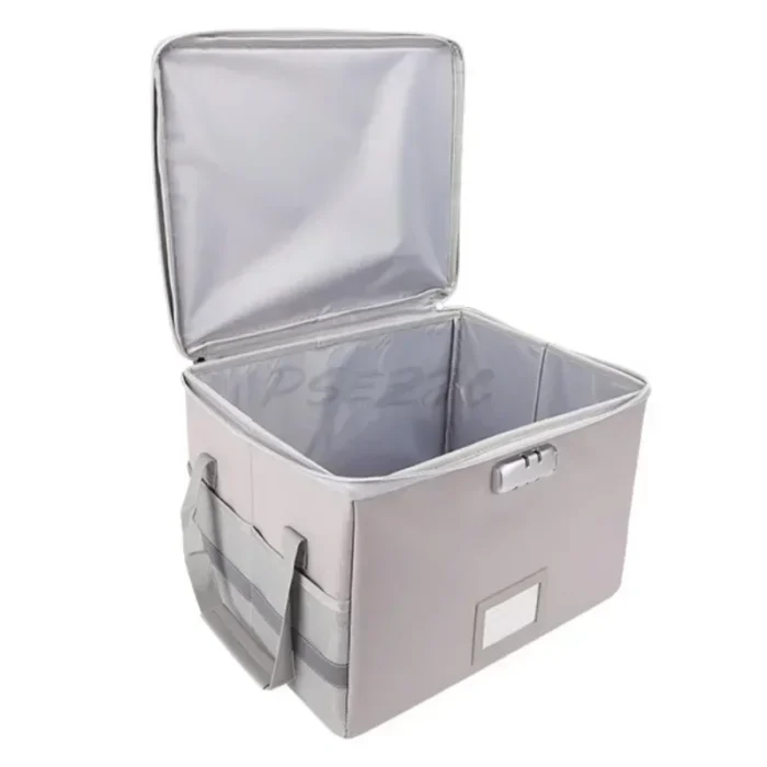 B-M Fireproof Storage File Box Portable Folding Large Capacity Thickened with Lock Travel Identification Important File Box - Image 5