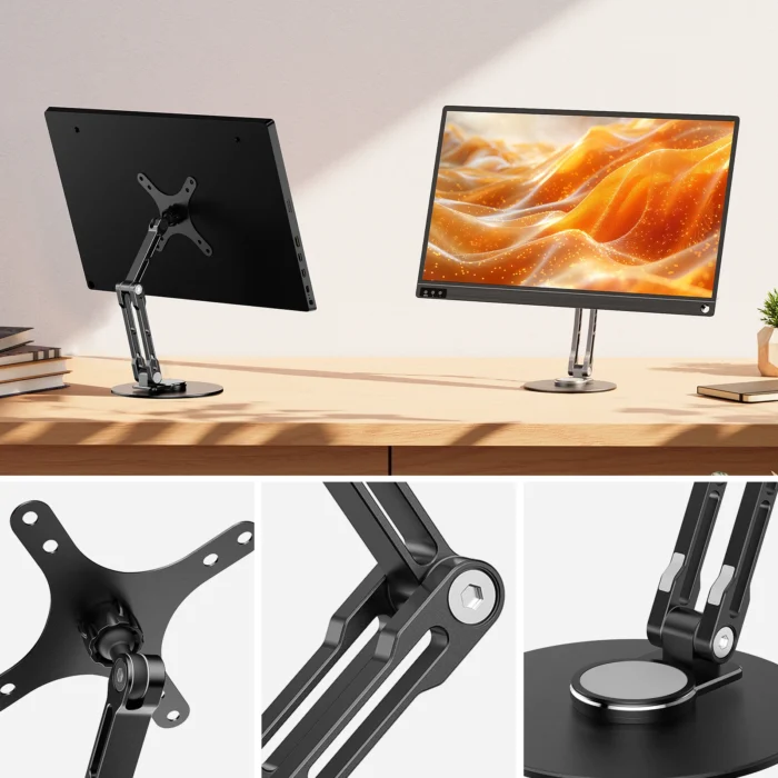 UPERFECT VESA Monitor Desk Mount Single Monitor Stands Freestanding Fits 12'' to 22'' Computer Screen with Height Adjustable - Image 4