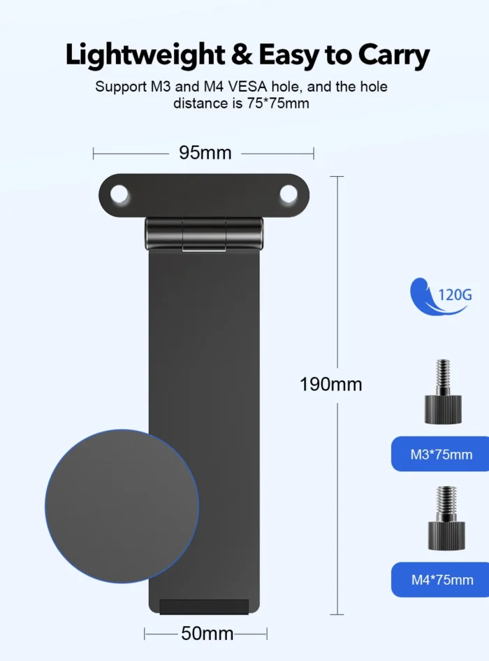 EVICIV Adjustable Monitor Stand VESA 75*75mm Mount Desk Support Holder for 7 - 17.3 Inch M3/M4 Portable Monitor Kickstand - Image 3