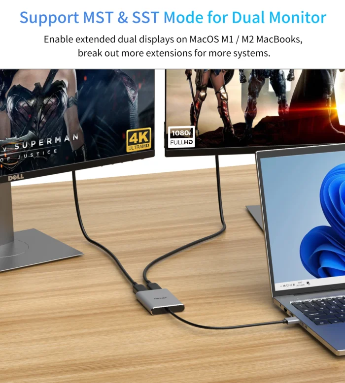 Fairikabe USB 3.0 To Dual HDMI-compatible Adapter 4K@30Hz Docking Station Hub For 2 Monitors Support Windows/Mac OS MST Mode - Image 4