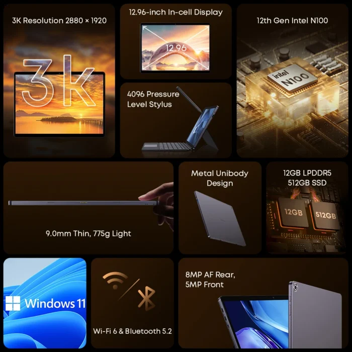 CHUWI 2025 Hi10 Max N150 12.96 Inch Touch 2 in 1 Laptop Tablet Intel 12GB DDR5 512GB SSD Windows 11 3K IPS Screen Tablets Pc - Image 2