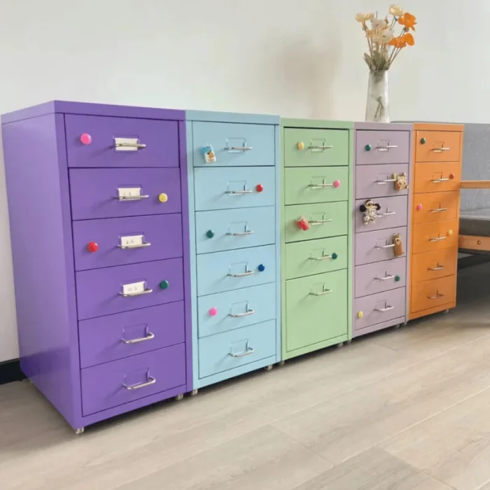 Steel cream wind multi-layer drawer cabinet girl cute chest master bedroom new locker mobile wrought iron drawer cabinet - Image 2