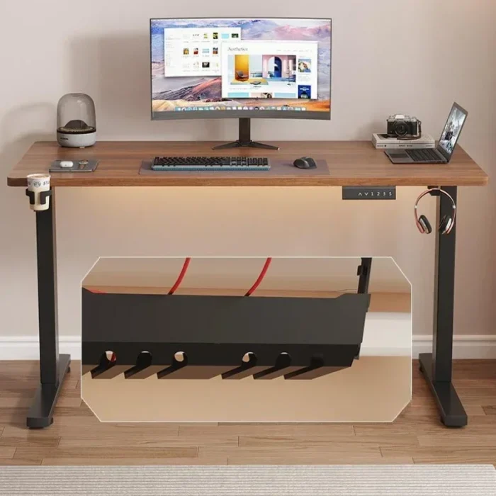 Solid Wood Electric Lifting Table Smart Computer Game E-sports Large White Student Study Table Lifting Table Desks Office - Image 6